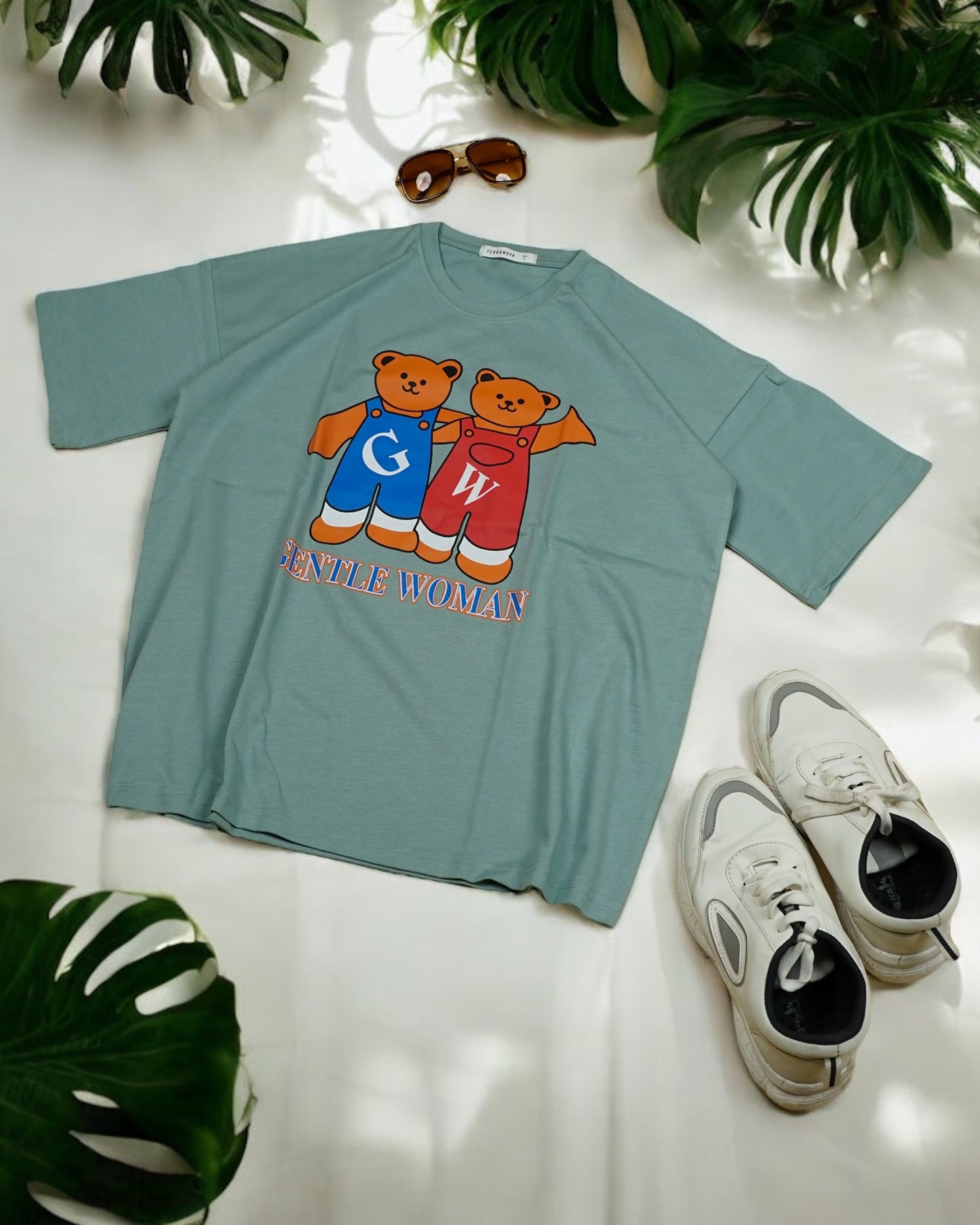 Womens Green Oversized T-Shirt Front View