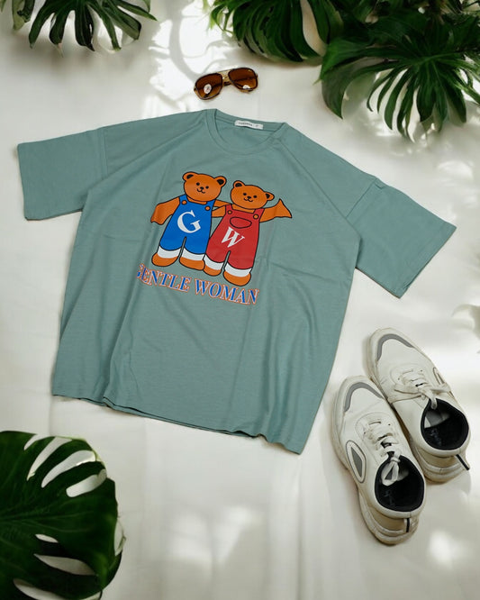 Womens Green Oversized T-Shirt Front View