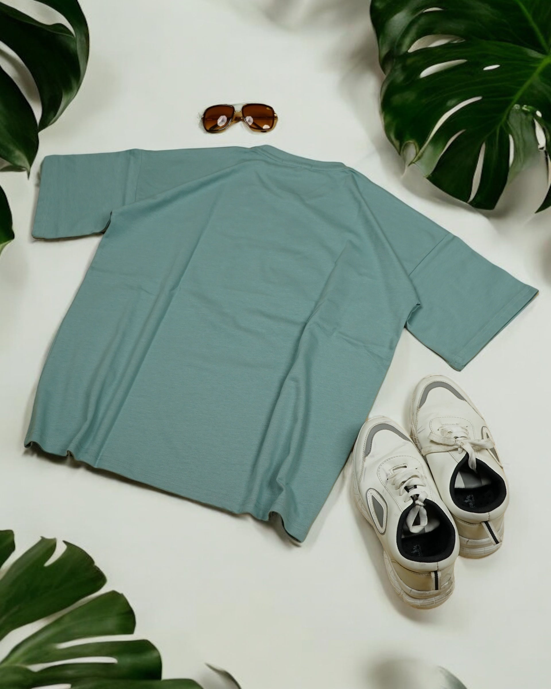 Womens Green Oversized T-Shirt Back View