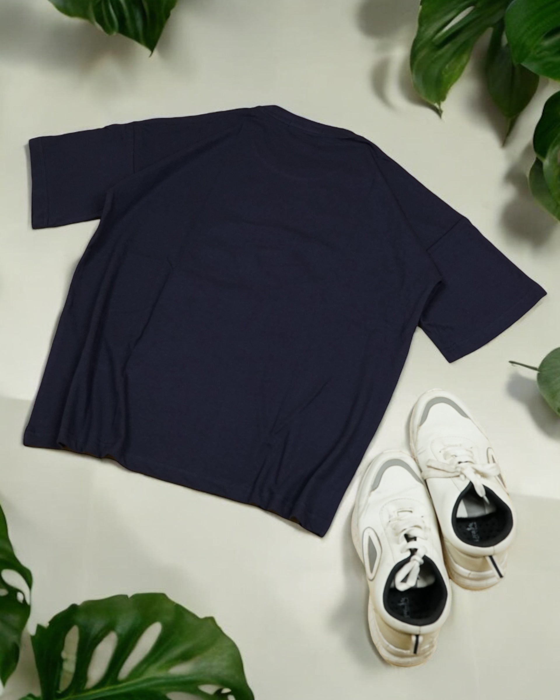 Womens Navy Oversized T-Shirt Back View