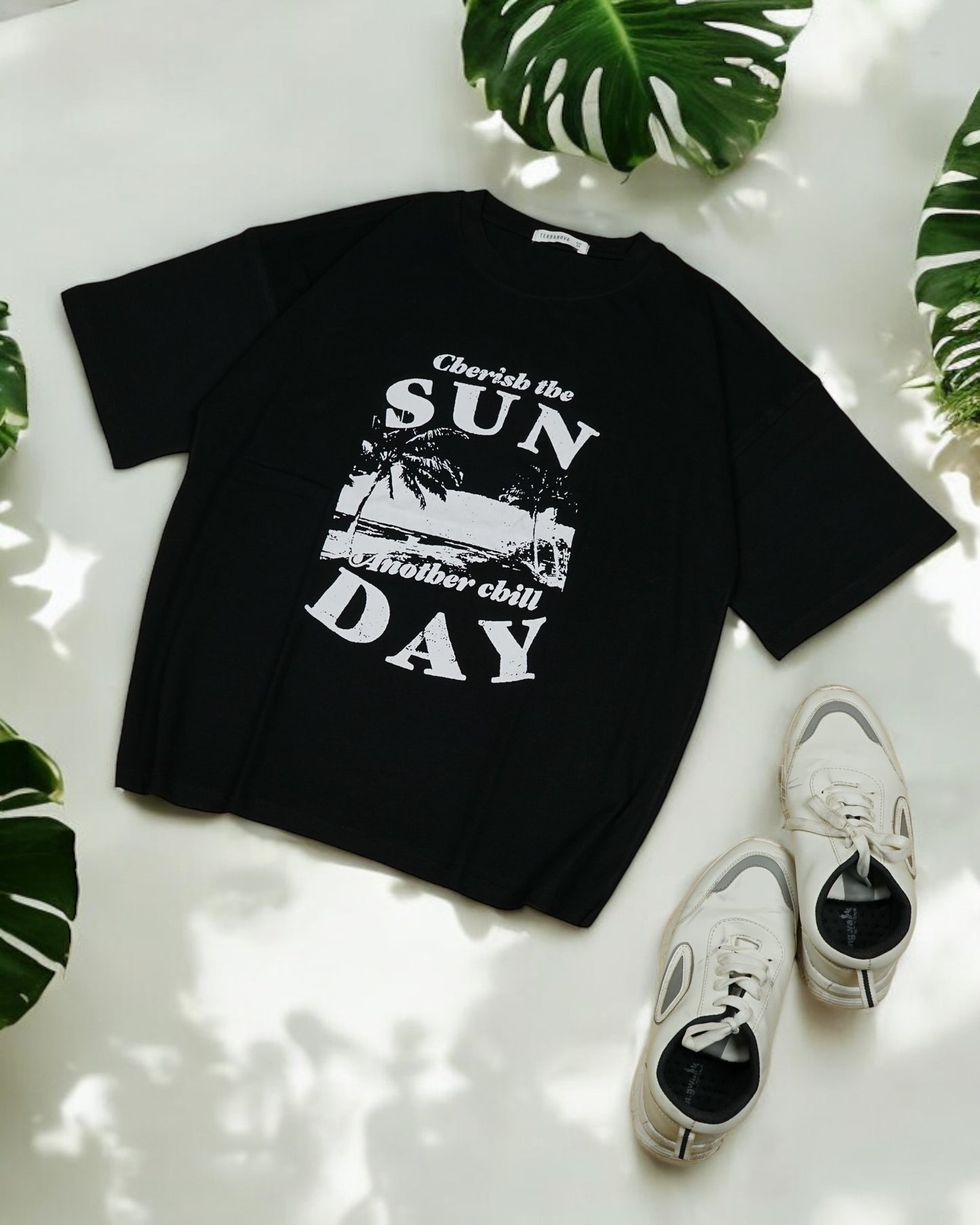 Womens Black Oversized T-Shirt Front View