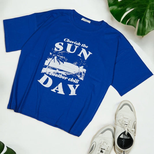 Womens Dark Blue Oversized T-Shirt Front View