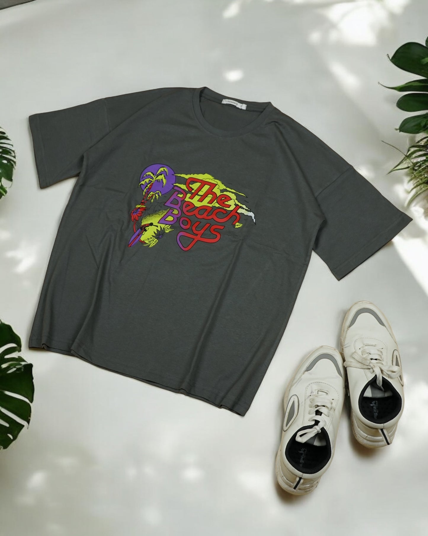 Womens Grey Oversized T-Shirt Front View