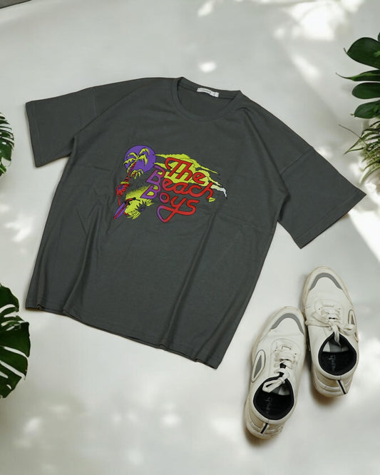 Womens Grey Oversized T-Shirt Front View