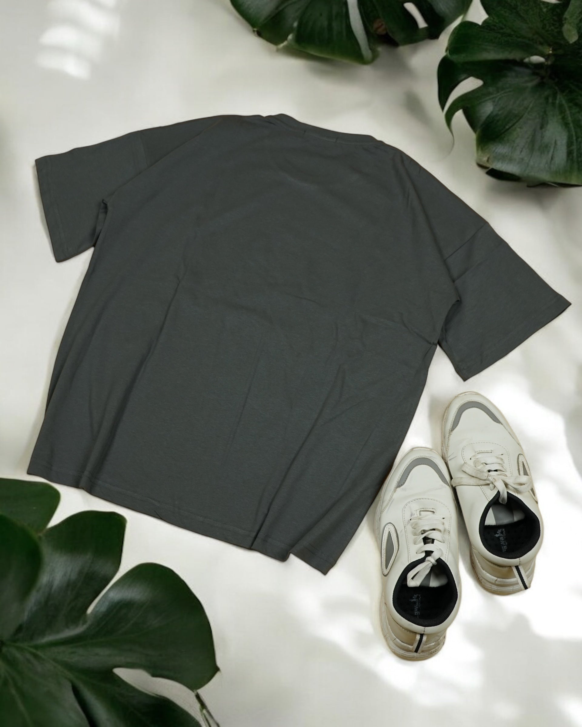 Womens Grey Oversized T-Shirt Back View