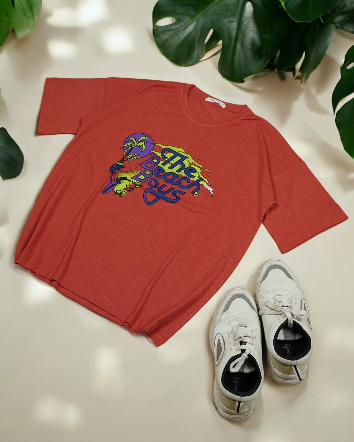 Womens Peach Oversized T-Shirt Front View