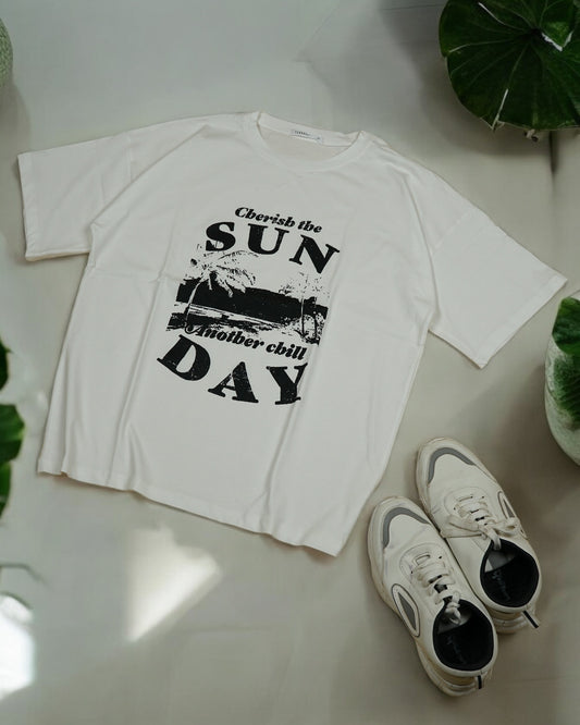 Womens White Oversized T-Shirt Front View
