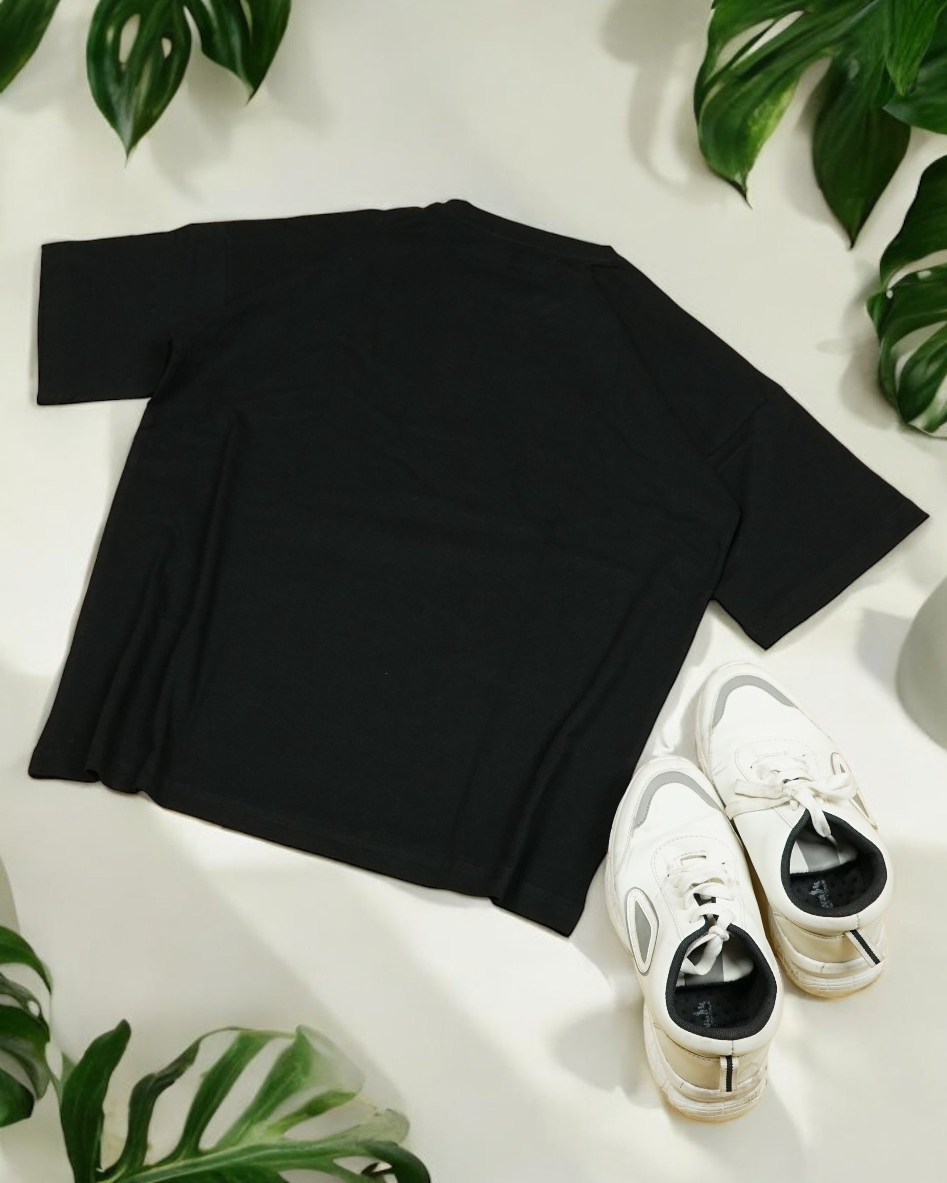 Womens black Oversized T-Shirt back View