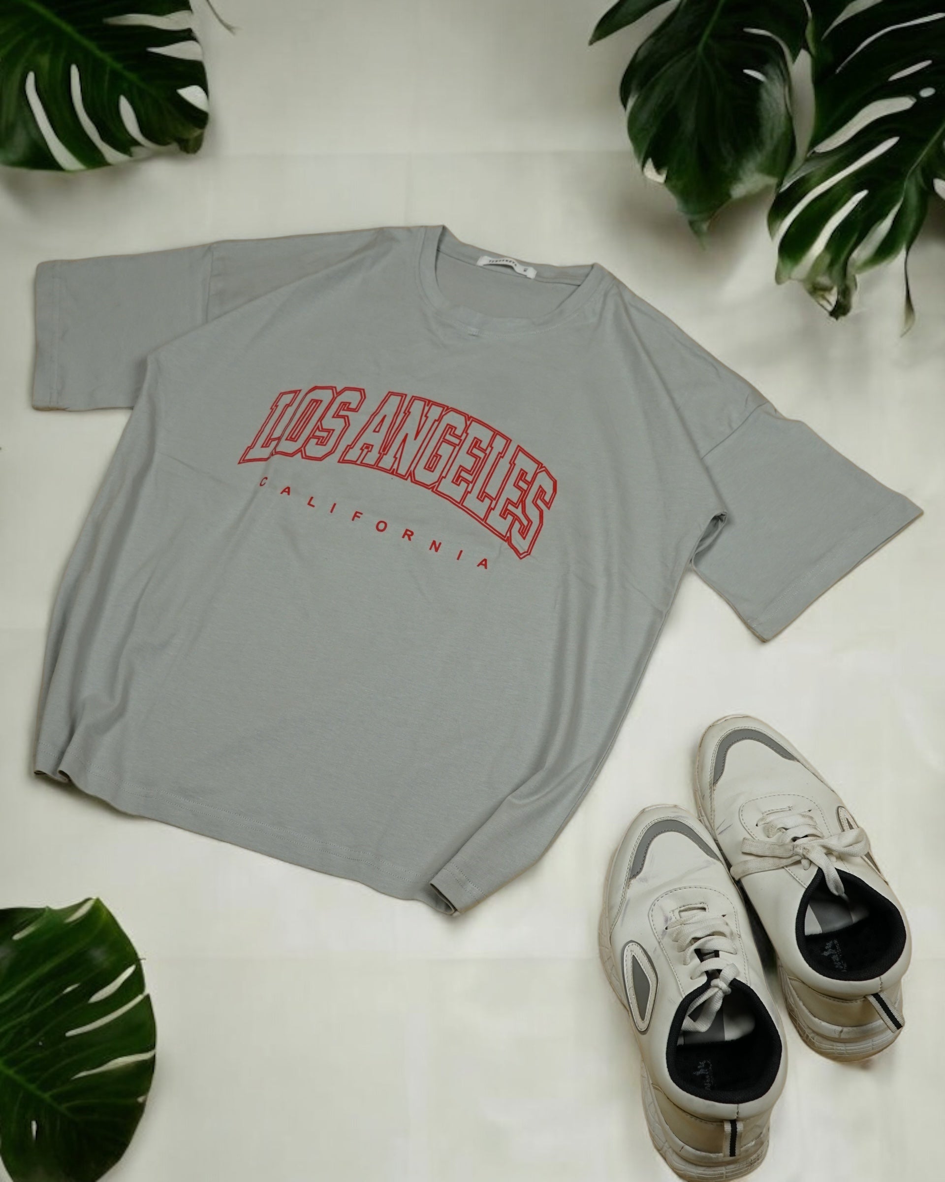 Womens Grey Oversized T-Shirt Front View