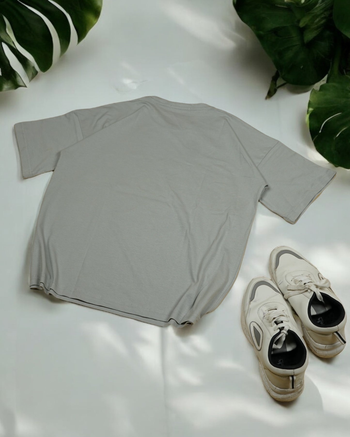 Womens Grey Oversized T-Shirt back View