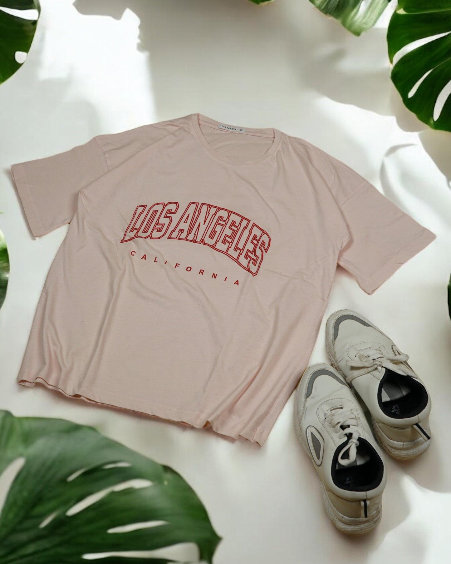 Womens Pink Oversized T-Shirt Front View