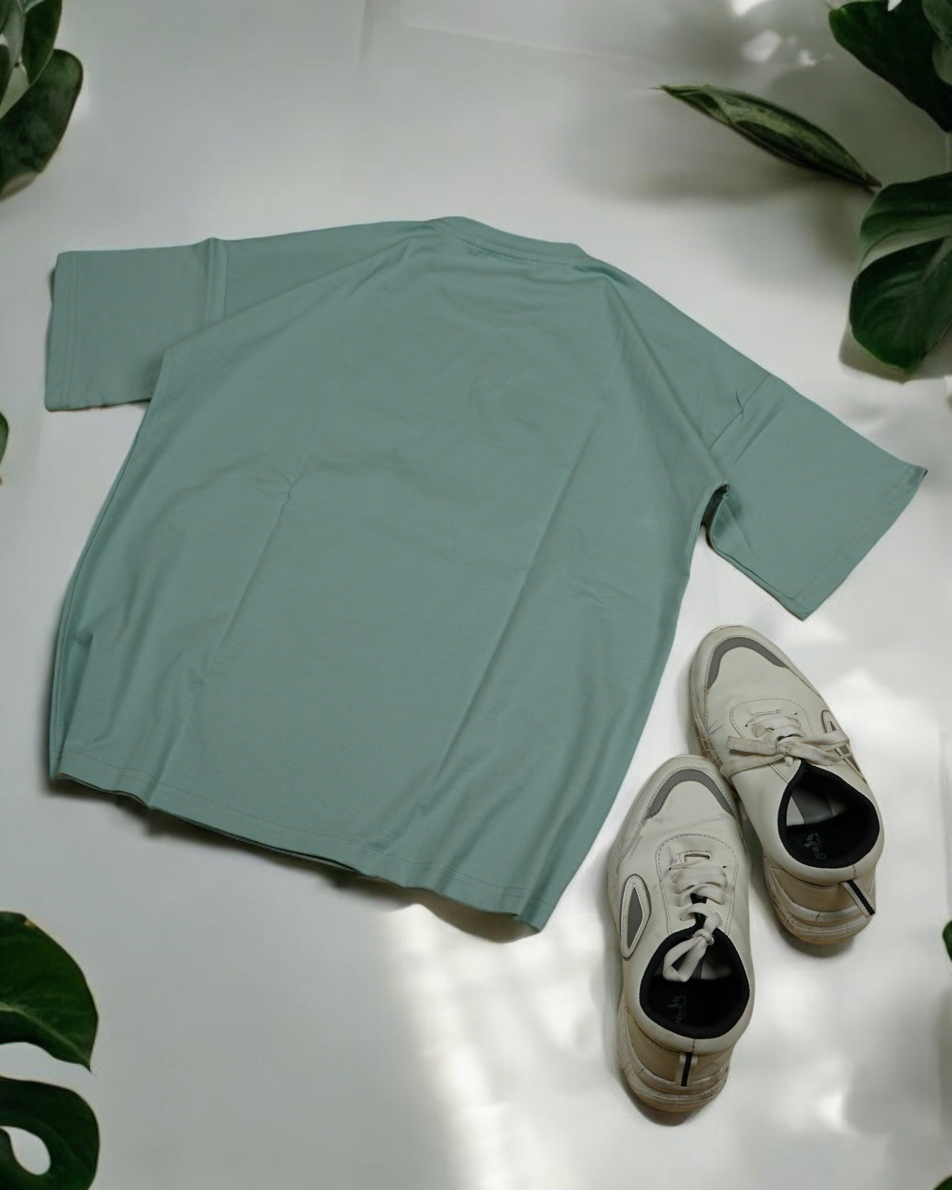 Womens Green Oversized T-Shirt back View