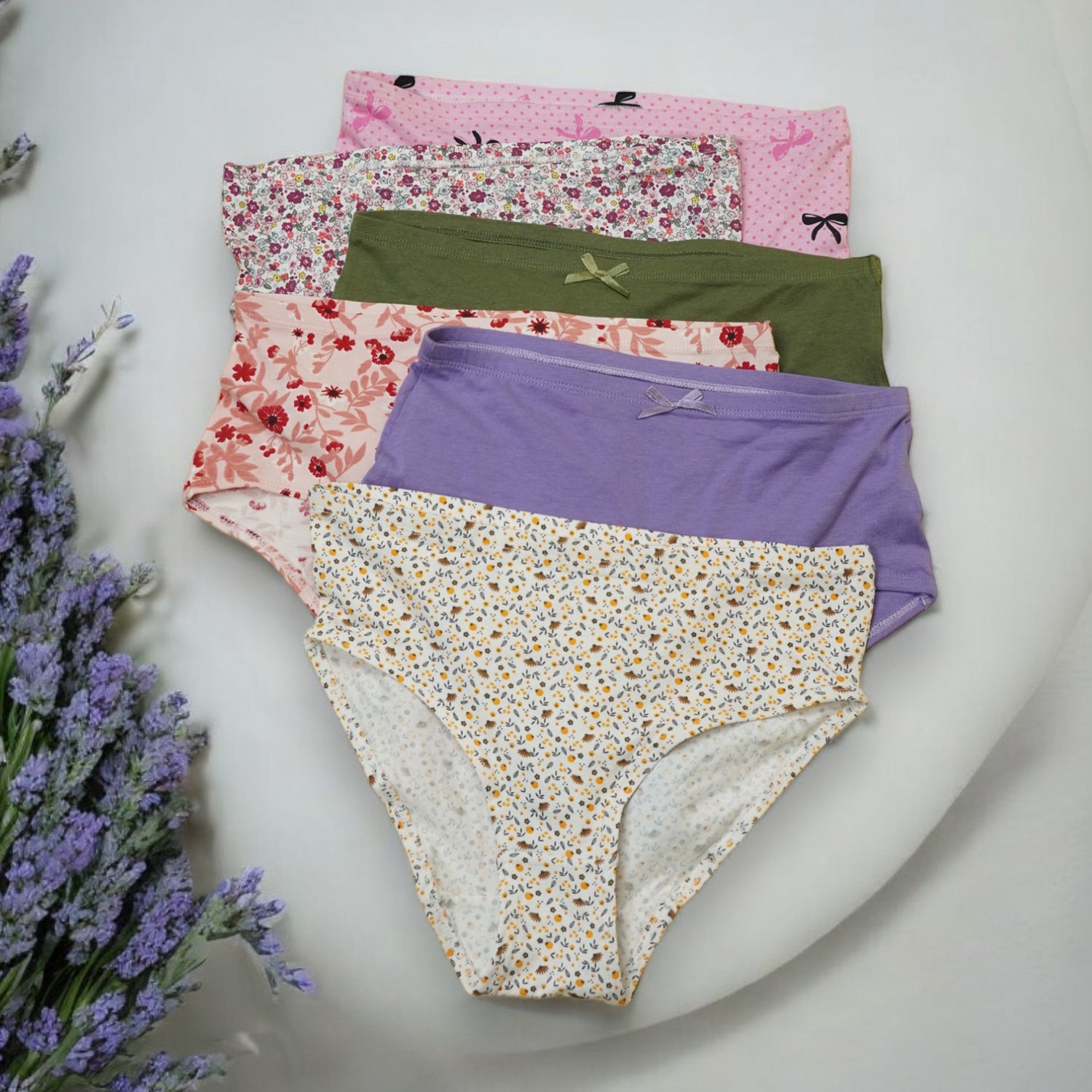 Womens Multicolour Pack of 6 Hipster Panties Front View