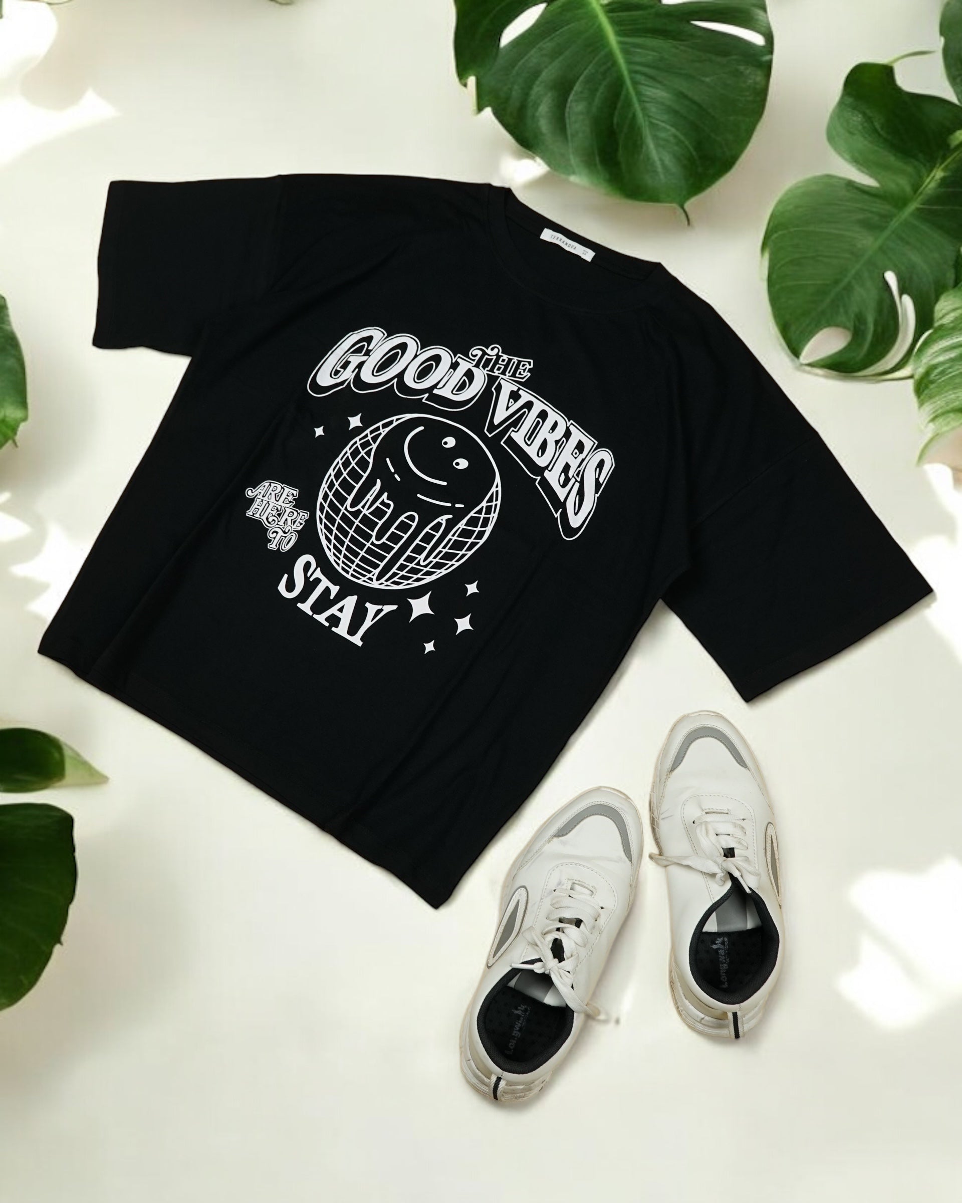 Womens Black Oversized T-Shirt Front View
