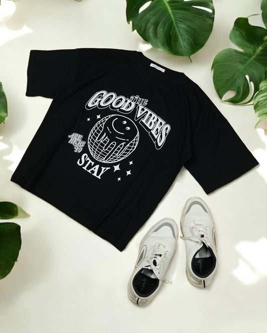 Womens Black Oversized T-Shirt Front View