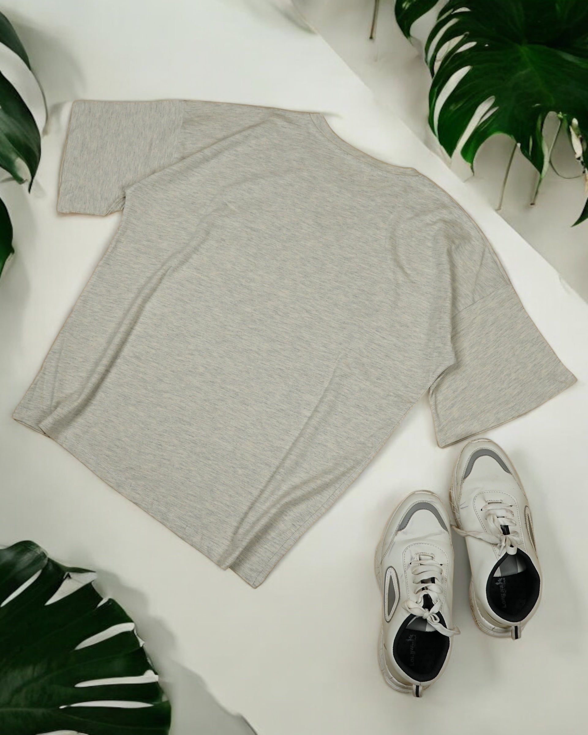 Womens Light Grey Oversized T-Shirt Back View