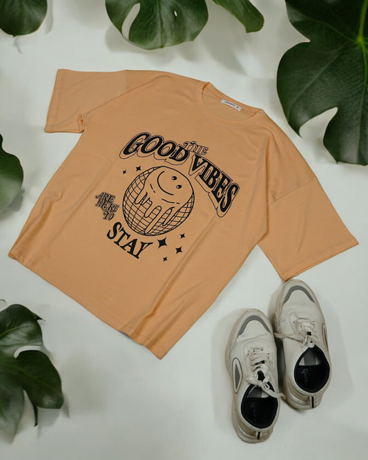 Womens Peach Oversized T-Shirt Front View