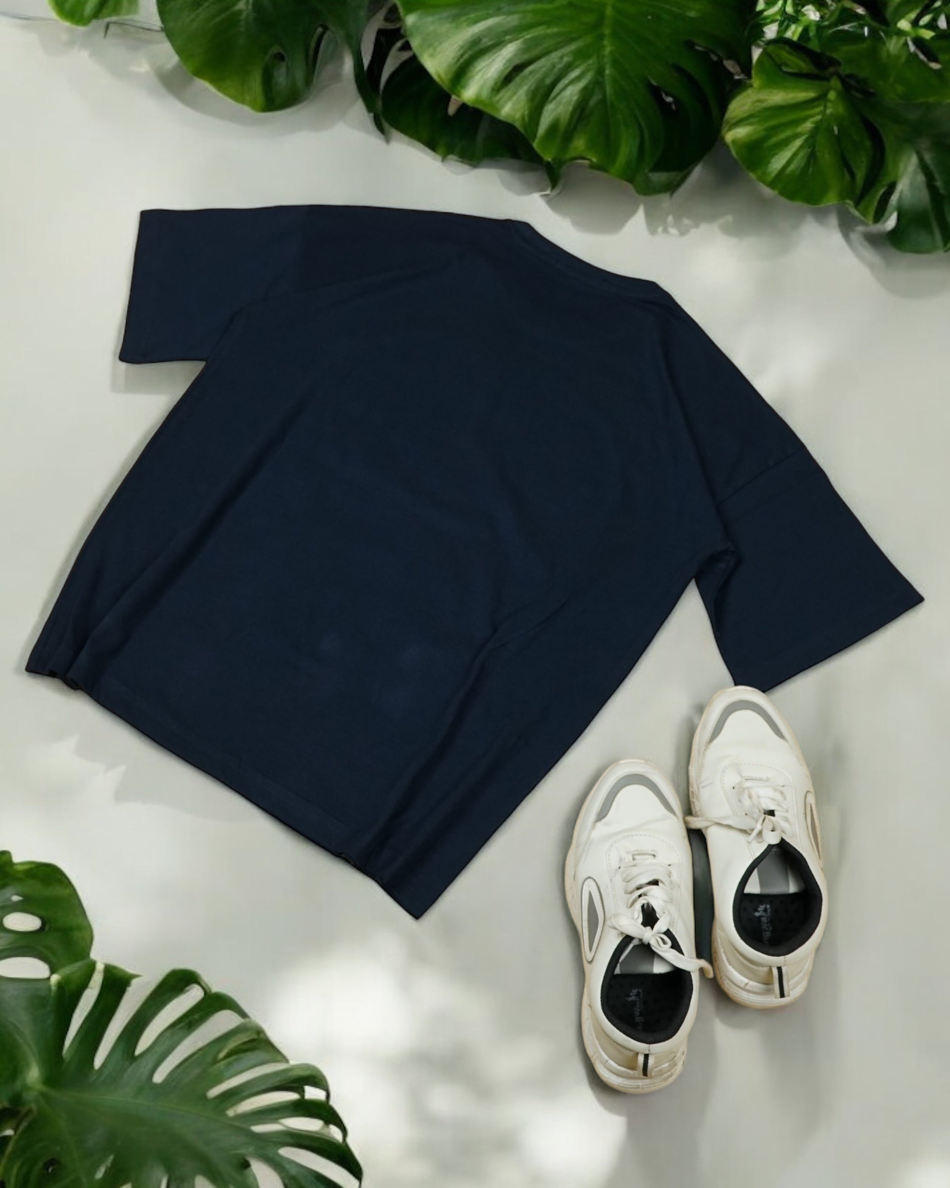Womens Navy Oversized T-Shirt Back View