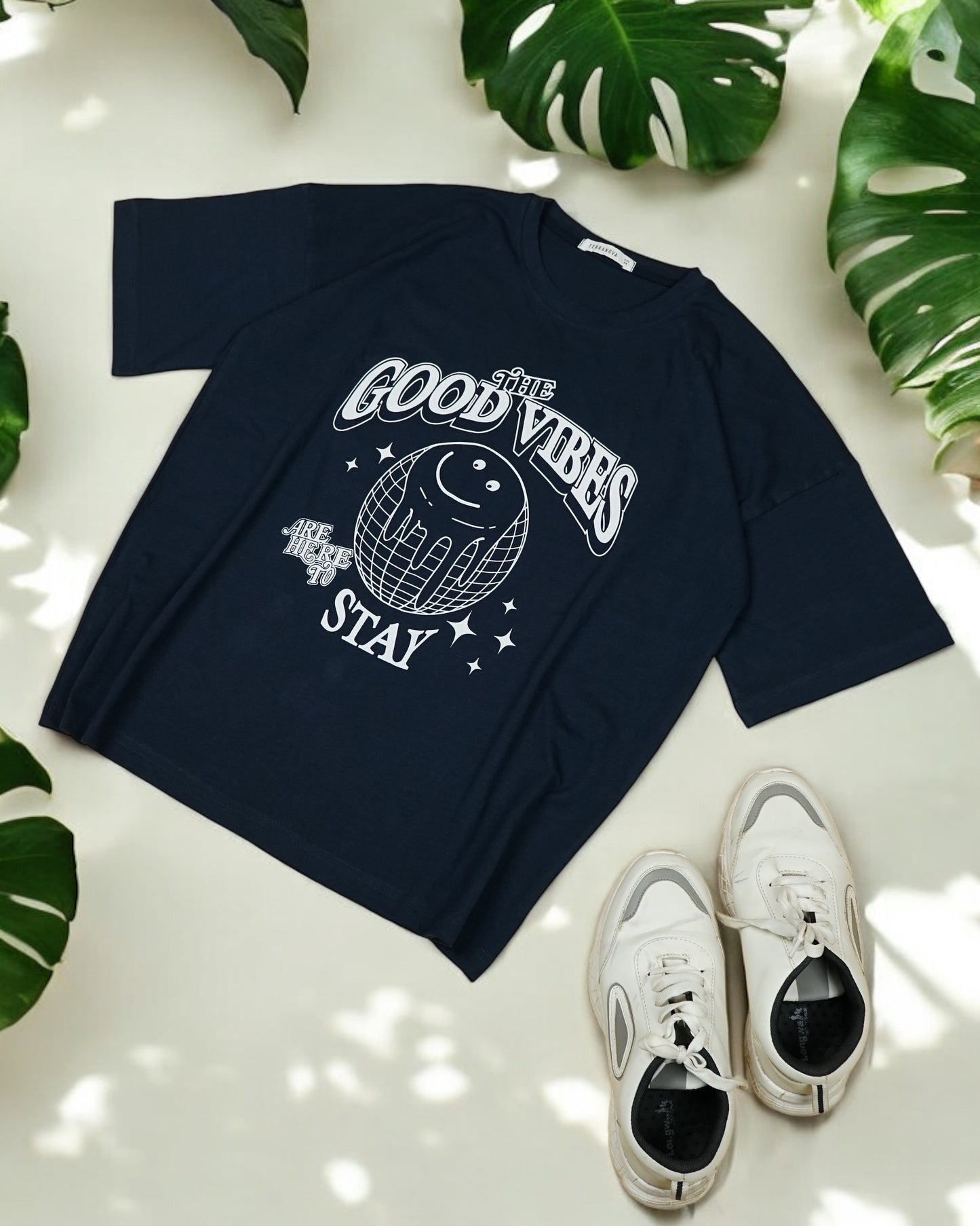 Womens Navy Oversized T-Shirt Front View