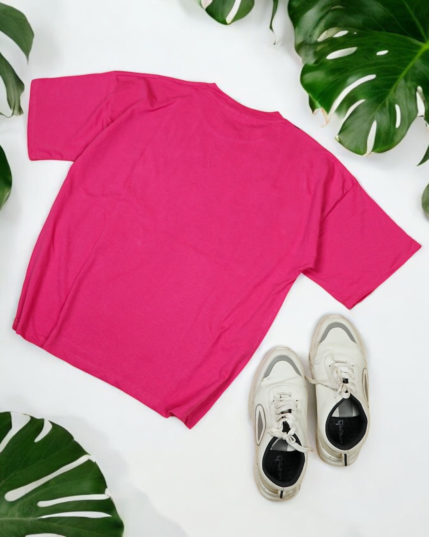 Womens DarkPink Oversized T-Shirt Back View