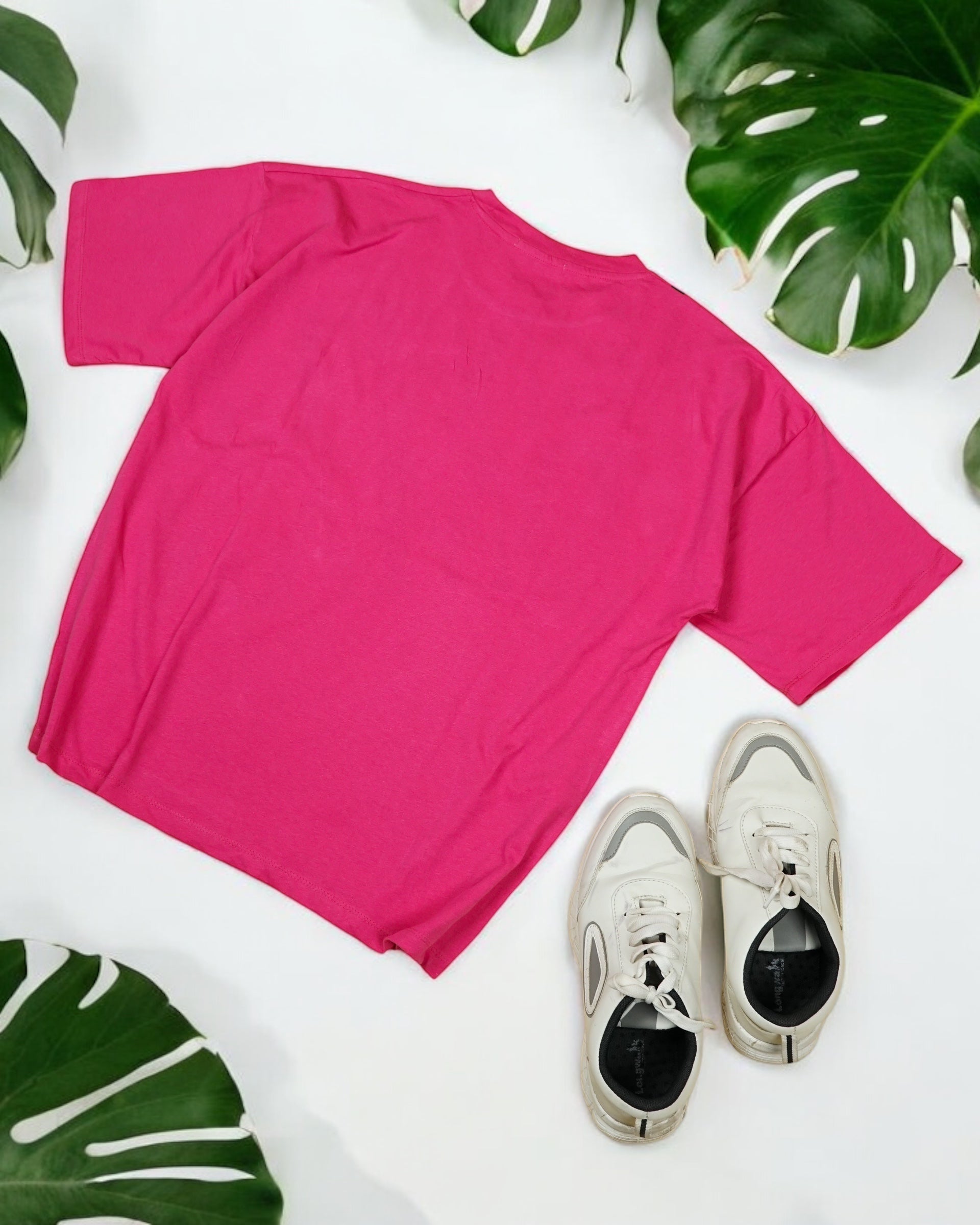 Womens DarkPink Oversized T-Shirt Back View