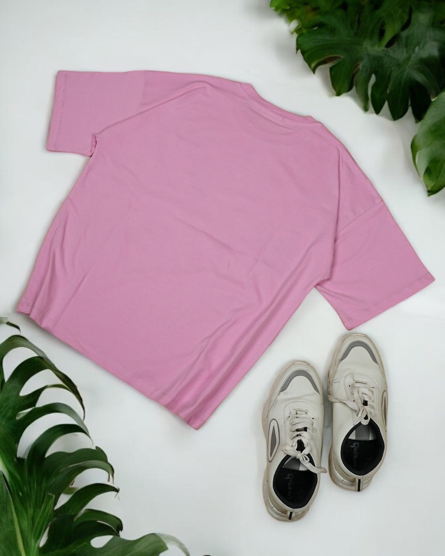 Womens Pink Oversized T-Shirt Back View