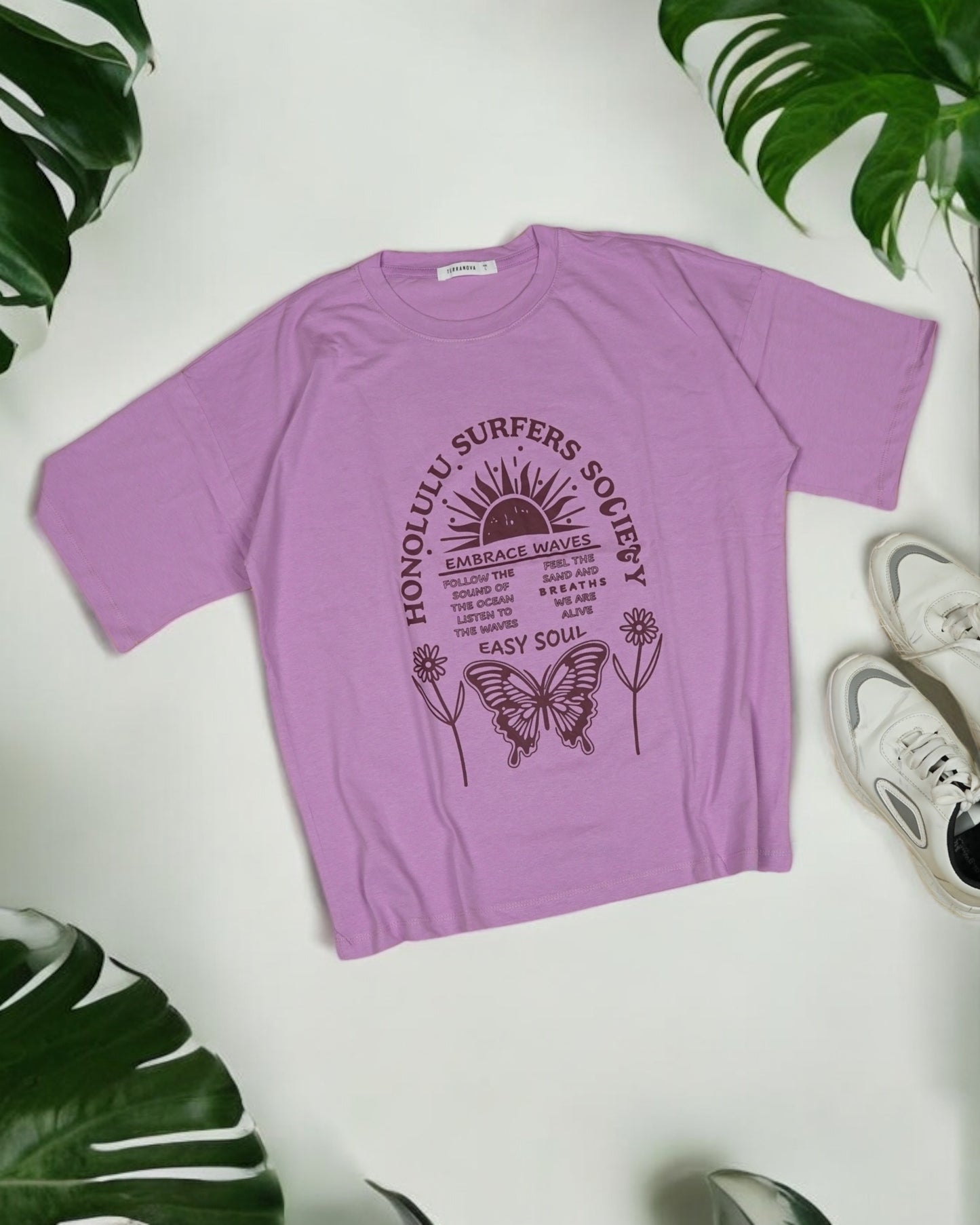 Womens Pink Oversized T-Shirt Front View