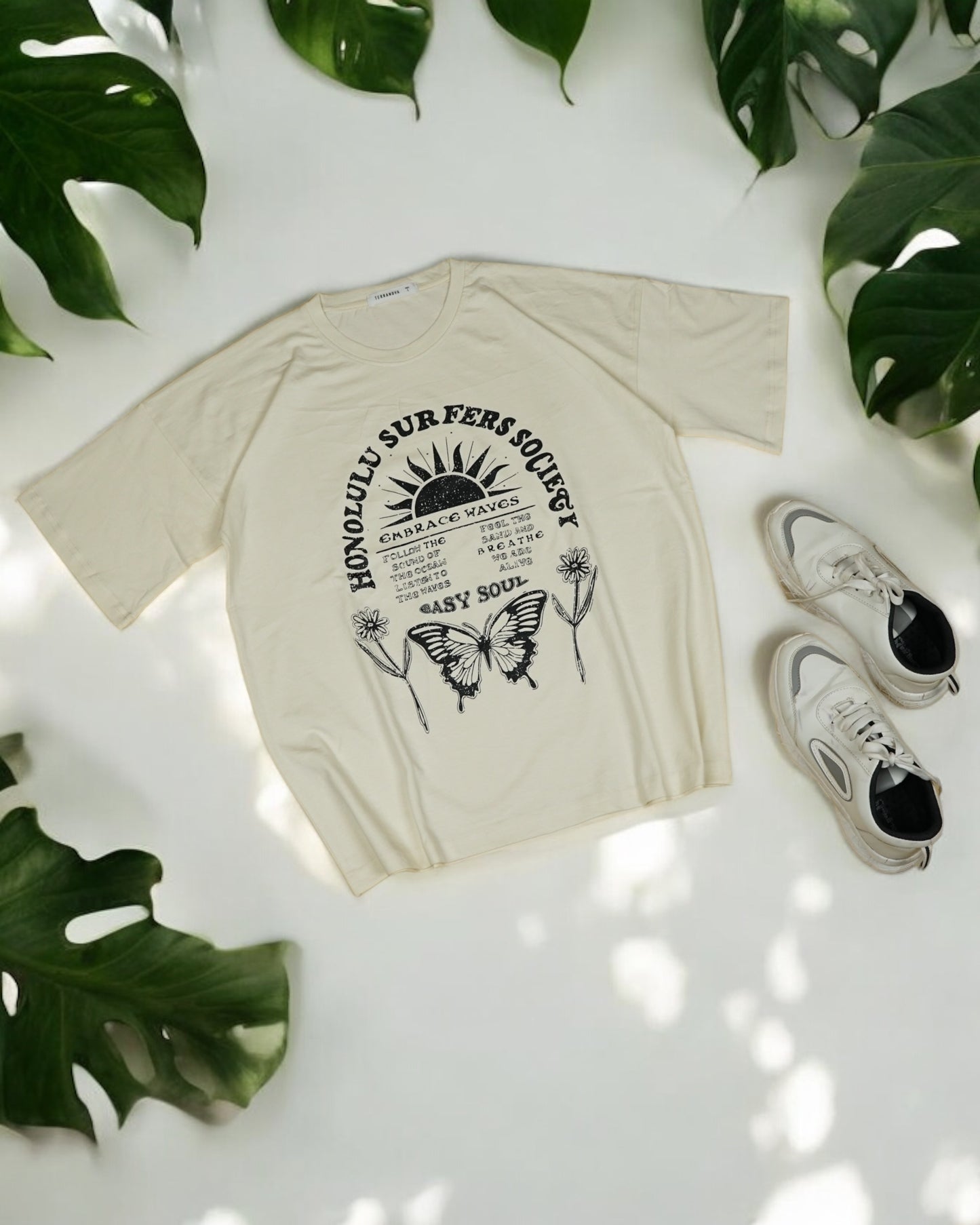 Womens Light Grey Oversized T-Shirt Front View