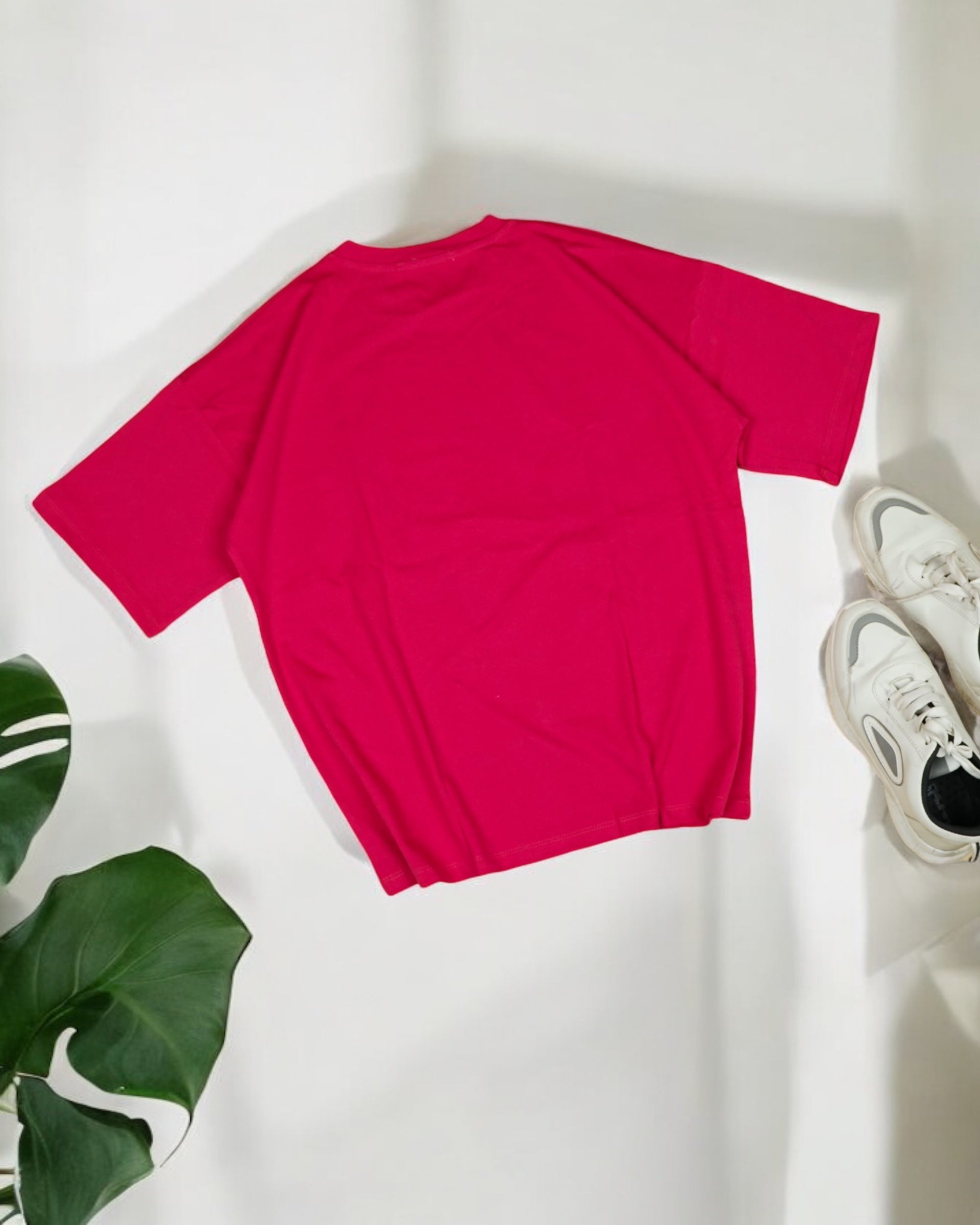 Womens Hot Pink Oversized T-Shirt Back View