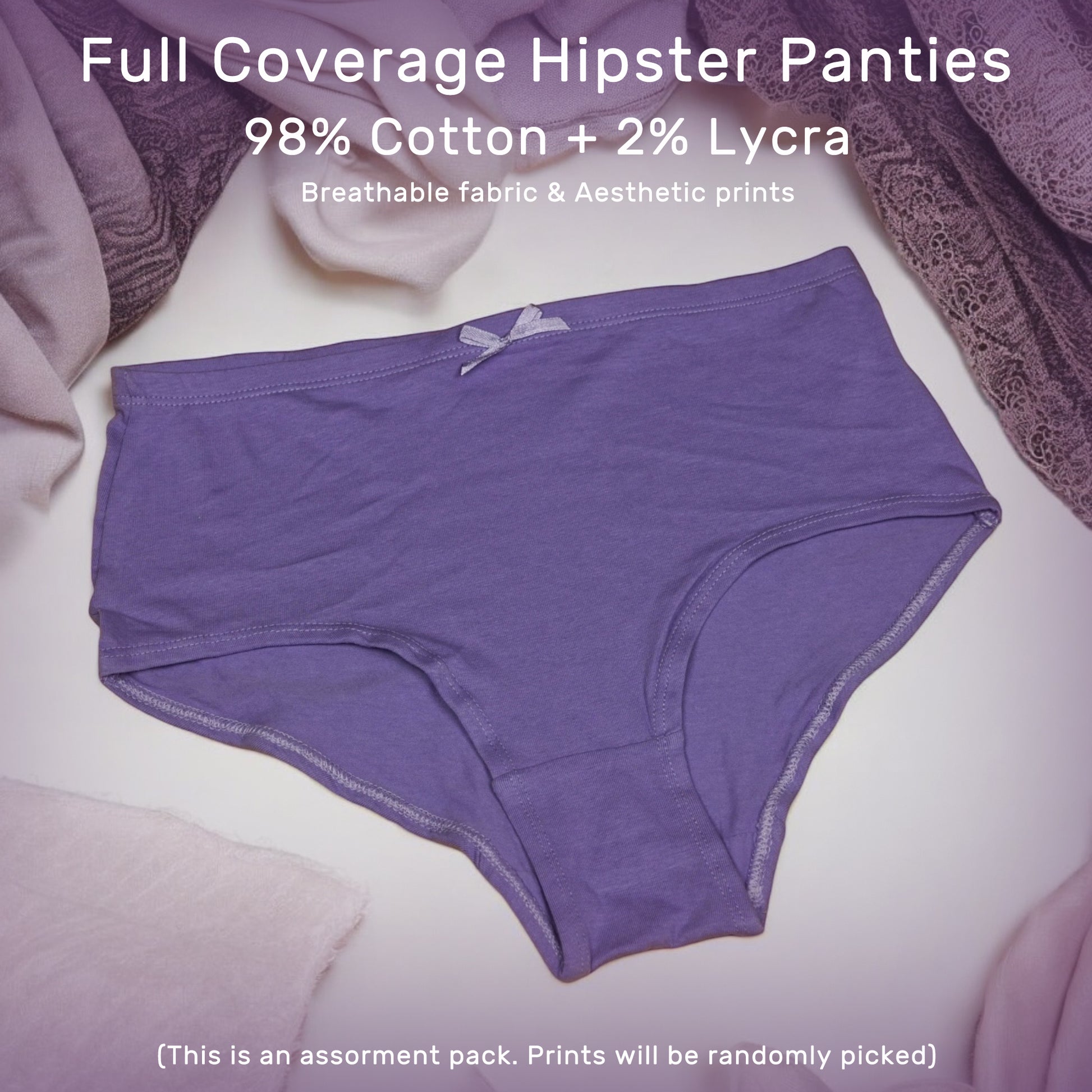 Womens Purple Hipster Panties Front View