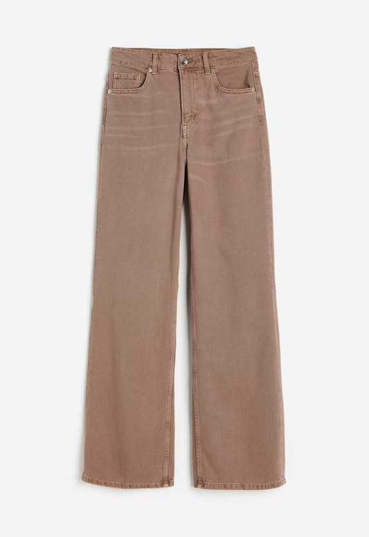 Malachi Women's Brown Wide High Jeans