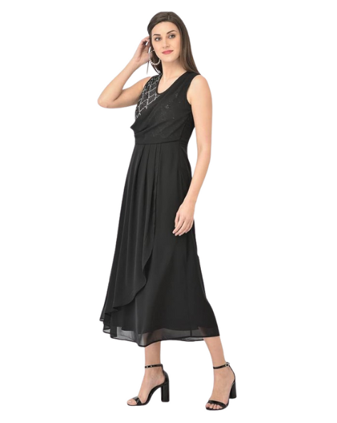  Womens Black Party Wear Dress Side View
