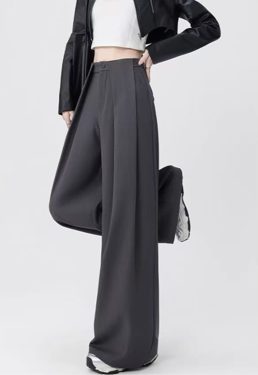 Women's Grey Ultra Wide Leg Korean Trousers