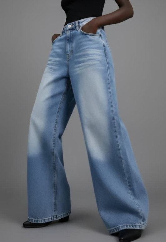 Women's Super Baggy Wide Leg Light Blue Jean