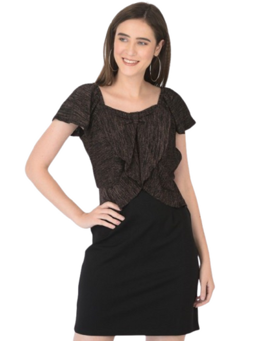 Malachi Women Party Wear Brown Black Dress