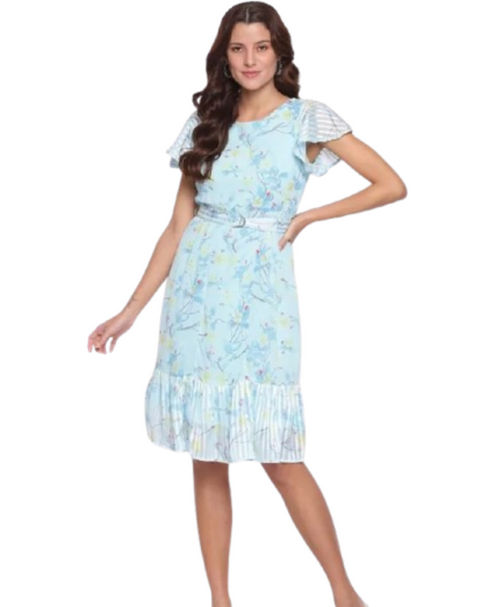 Malachi Women  Skyblue Floral Printed Dress