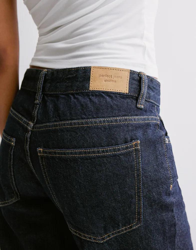 Women Dark Blue Wide Leg Jeans Back VIew
