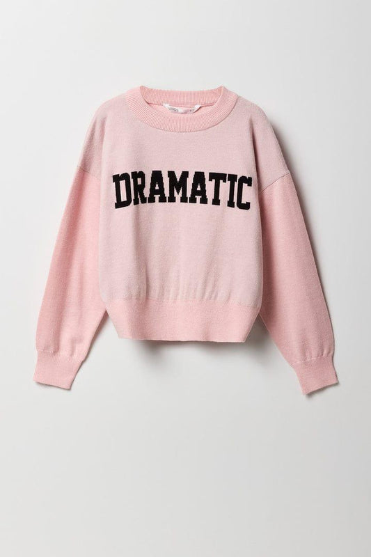 Women Pink Crop Sweater
