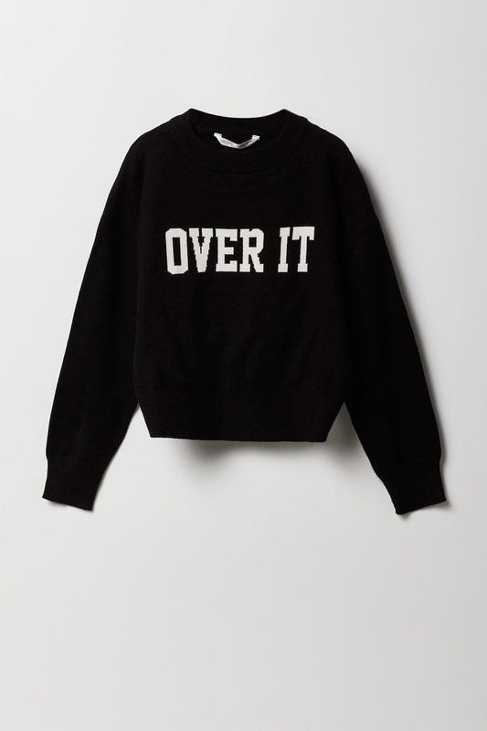Women Black Crop Sweater