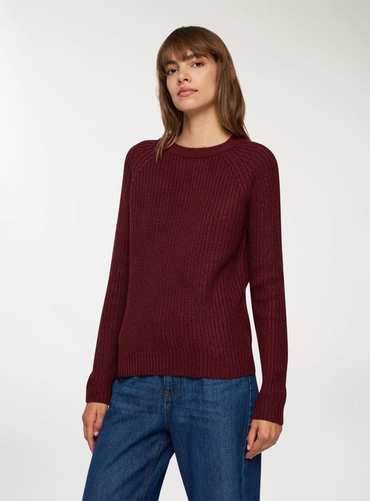 Women Maroon Round Neck Pullover Sweater