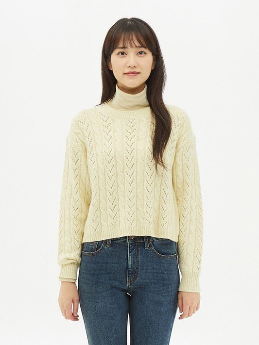 Womens Yellow Round Neck Knitted Sweater