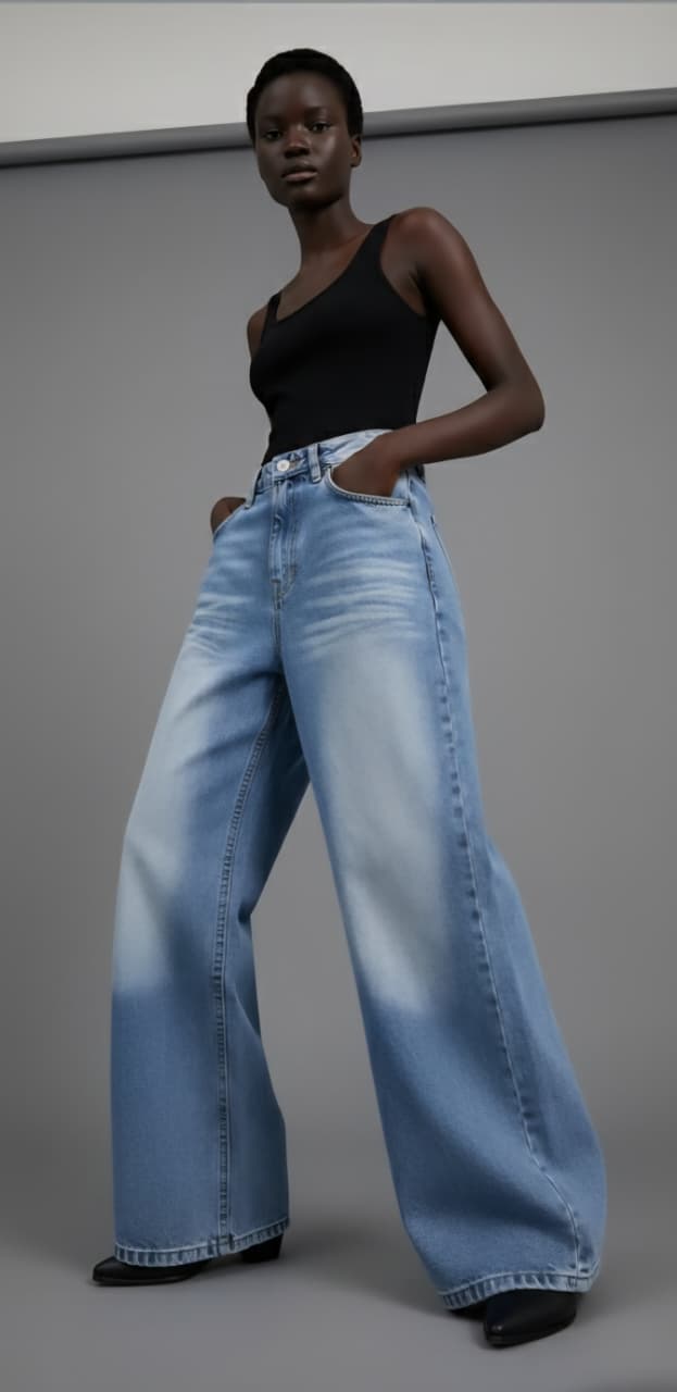 Women's Super Baggy Wide Leg Light Blue Jean