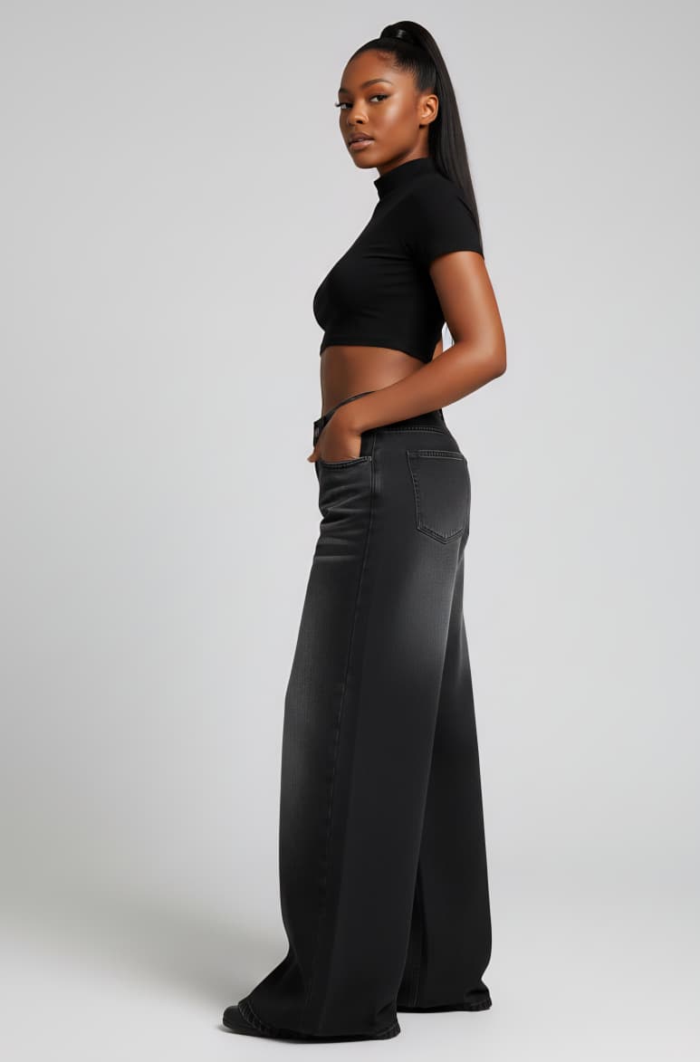 Women's Super Baggy Wide Leg Grey Jean