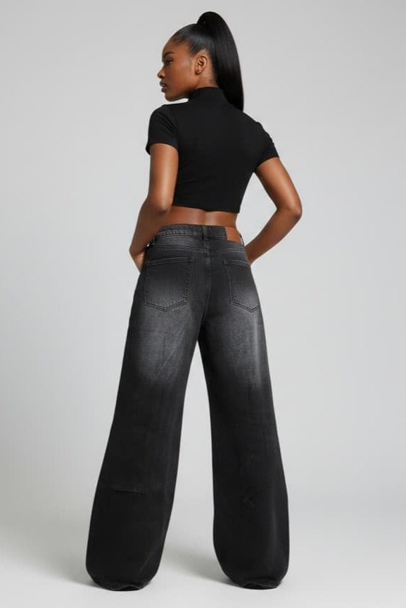 Women's Super Baggy Wide Leg Grey Jean