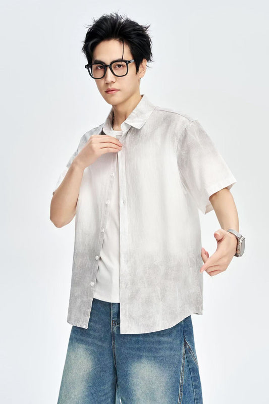 Men's Dual Shade 100% Cotton Half Sleeves Korean Shirt