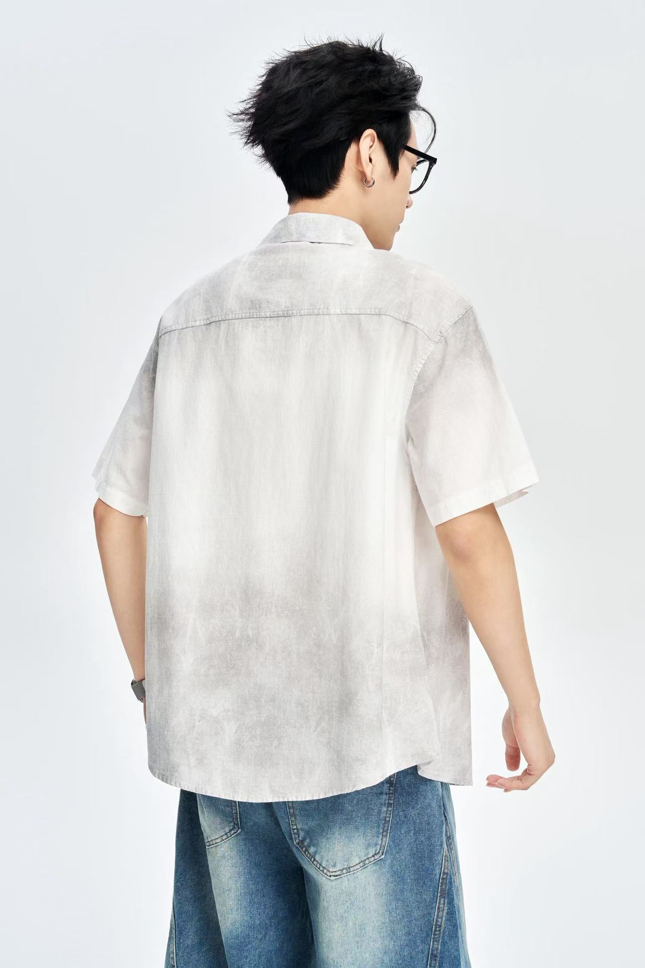 Men's Dual Shade 100% Cotton Half Sleeves Korean Shirt