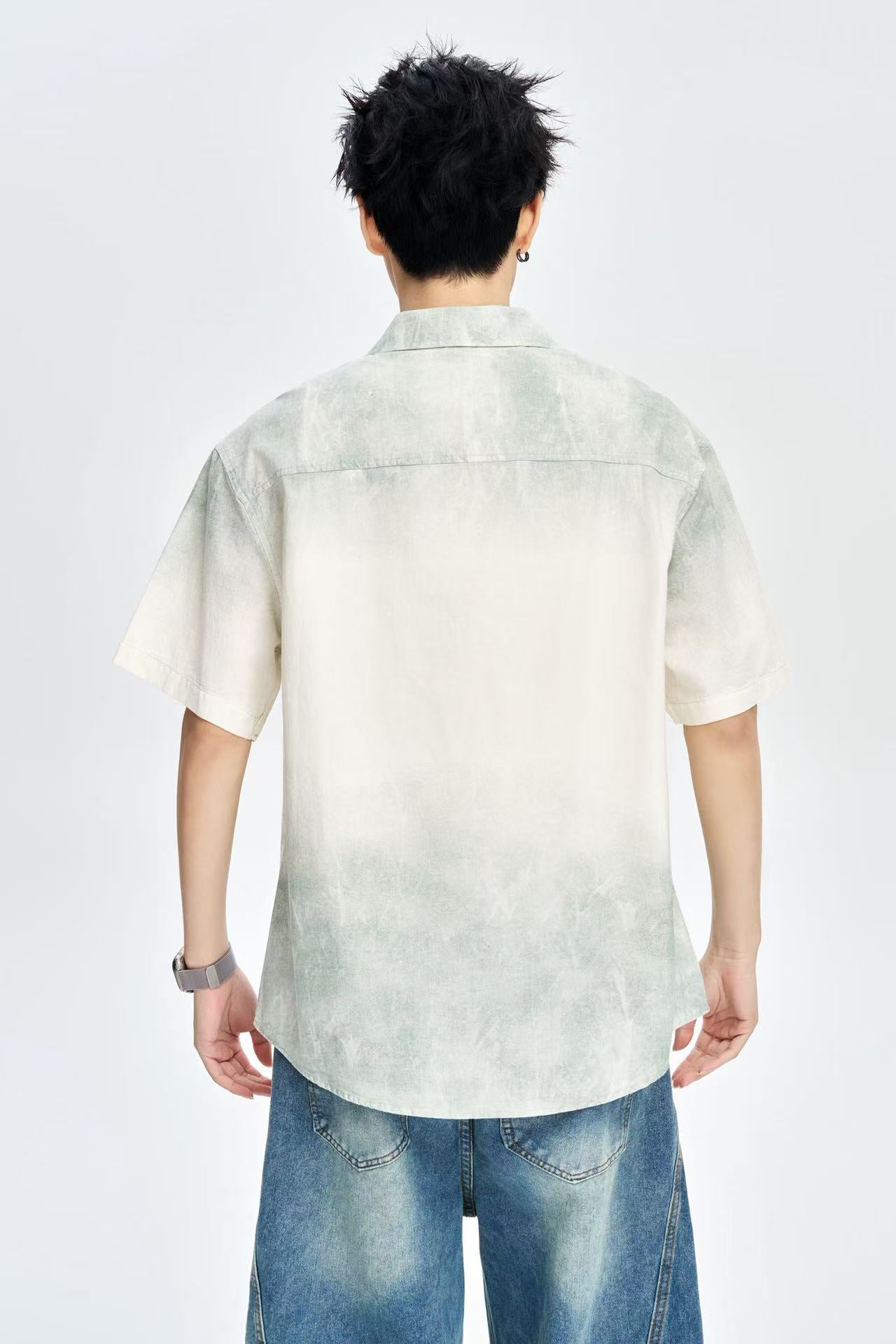 Men's Dual Shade 100% Cotton Half Sleeves Korean Shirt