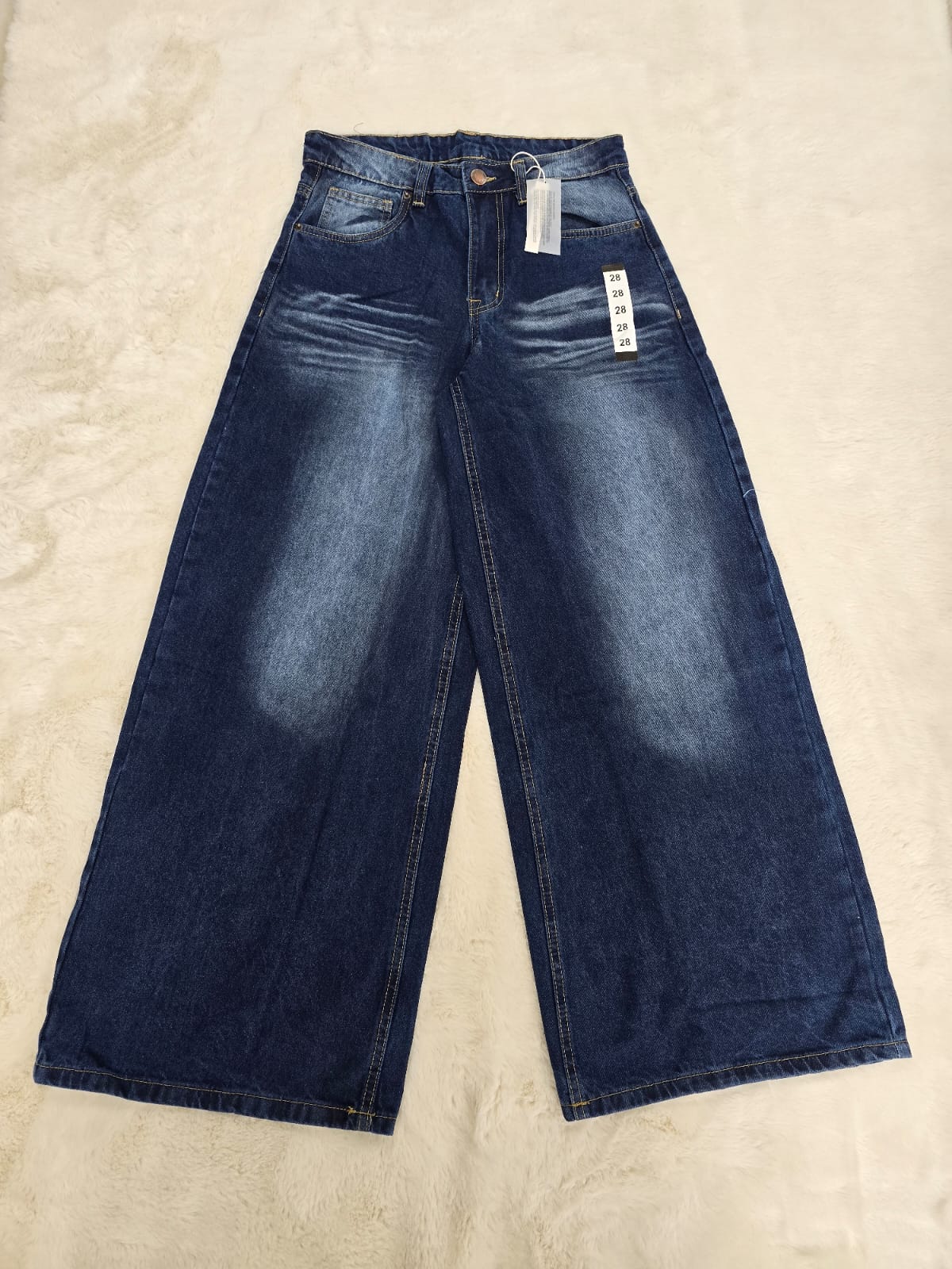 Men's Super Baggy Wide Leg Blue Wash Jeans