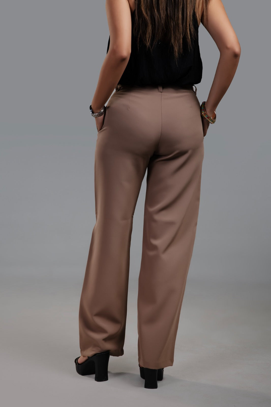 Women's Khaki Wide Leg Korean Trouser