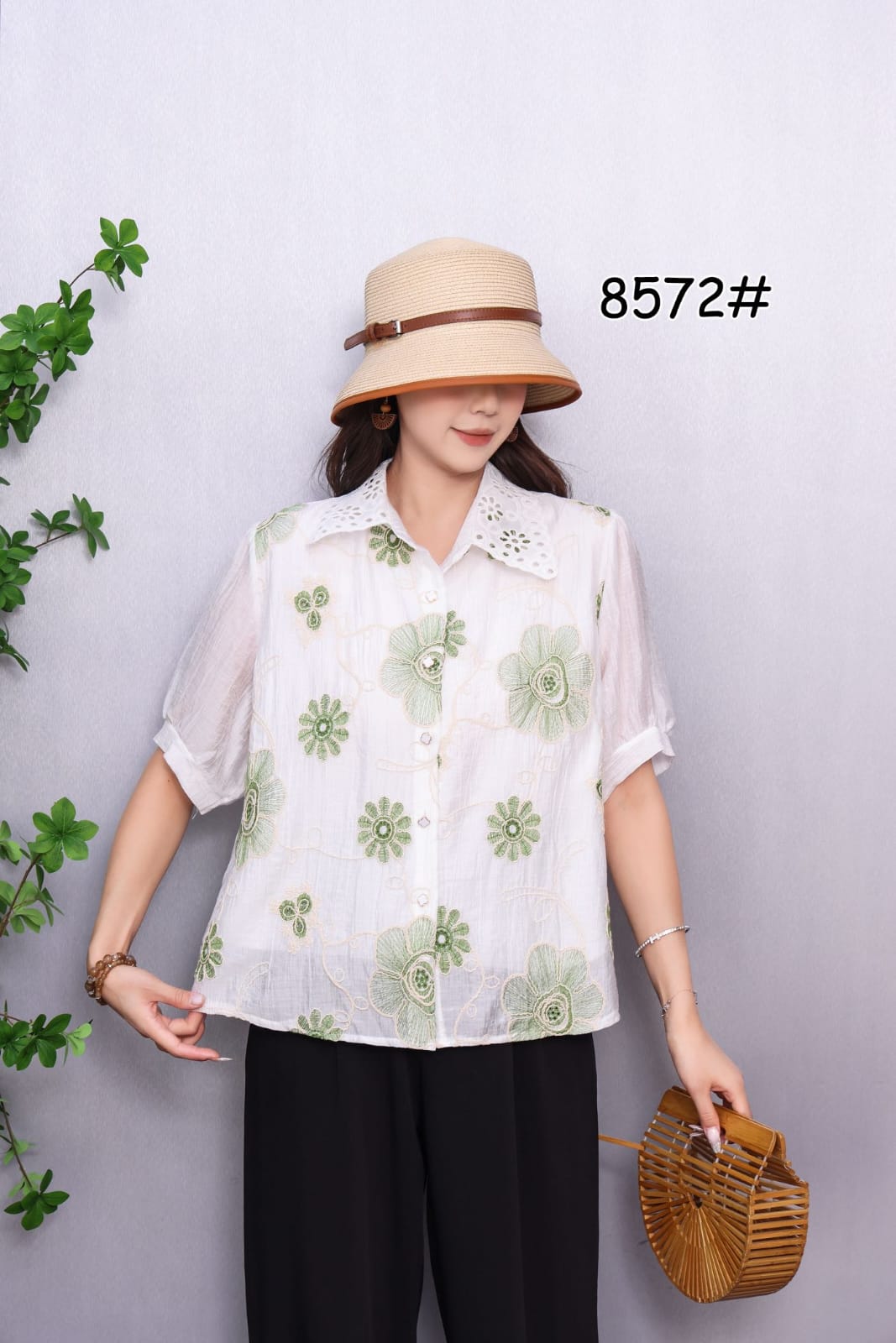 Women’s Embroidered Lace Collar Top with Cotton Lining